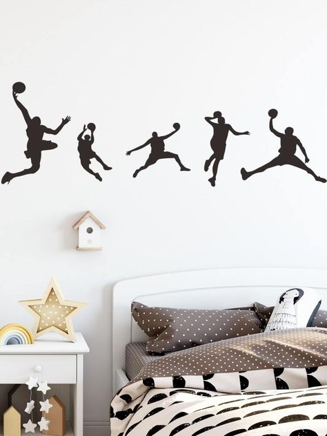 Shop Basketball Boy Print Wall Sticker online Australia,SHEIN offers huge selection of Wall Stickers more to fit your fashionable needs. Free Shipping Available √ $4 Off for Your First Order √ Basketball Graffiti, Drawing Designs, Black Figure, Black Pvc, Wall Stickers Home Decor, Bedroom Black, Wall Stickers Home, Wall Stickers Kids, Print Decals