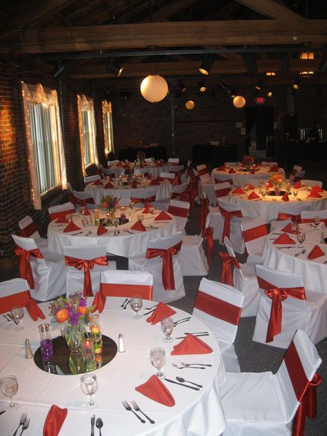 Burnt Orange Satin Sashes with White Square Top Covers and Burnt Orange Polyester Napkins for a stunning table arrangement www.tableclothsfa... Orange And White Wedding, White Wedding Table Decor, Burnt Orange Decor, Burnt Orange Weddings, Orange Table, Planning Business, Orange Decor, Wedding Event Design, Orange Satin