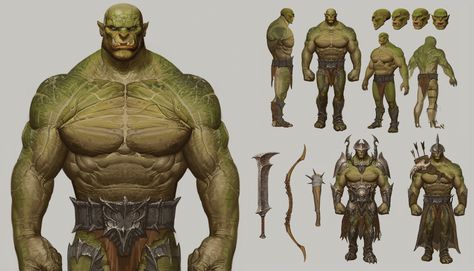 Orc Warrior, Anatomy Sculpture, Humanoid Creatures, Lotr Art, Character Model Sheet, Fiction Idea, Model Sheet, Fantasy Races, Concept Art Character