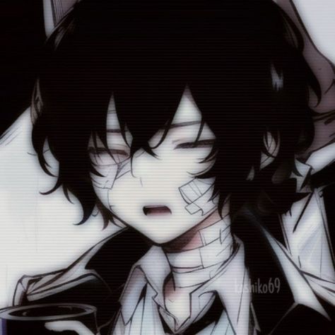 Dazai Osamu Anime, رسم كاريكاتير, Emo Pfp, Couples Drawings, Dazai Bungou Stray Dogs, Dark Anime Guys, Dazai Osamu, Bongou Stray Dogs, Stray Dogs Anime