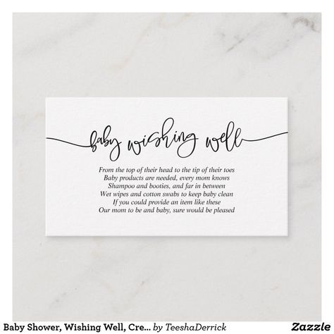 Baby Shower, Wishing Well, Creative Black Script Enclosure Card Baby Shower Wishes, Baby Cleaning Products, Baby Dedication, Cotton Swabs, Wishes For Baby, Wishing Well, Wet Wipe, Enclosure Cards, Baby Shower Invitations