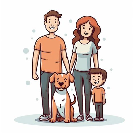 Familia con ilustración de perro | Premium Photo #Freepik #photo #familia #ilustracion #clipart #padre Cute Animal Family Drawing, Dog And Owner Drawing, Family Photo Cartoon Drawing, Couple With Dog Illustration, Family With Dog Illustration, Nuclear Family, Family Drawing, Timeline Design, Pets Drawing