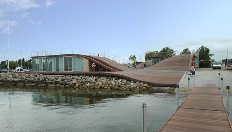 BIG - Bjarke Ingels Group, JDS/JULIEN DE SMEDT ARCHITECTS, Mads Hilmer, Paolo Rosselli · Maritime Youth House Big Architects, Bjarke Ingels Group, Youth Center, Bjarke Ingels, Top Soil, Wooden Decks, Contemporary Architecture, House Boat, Copenhagen