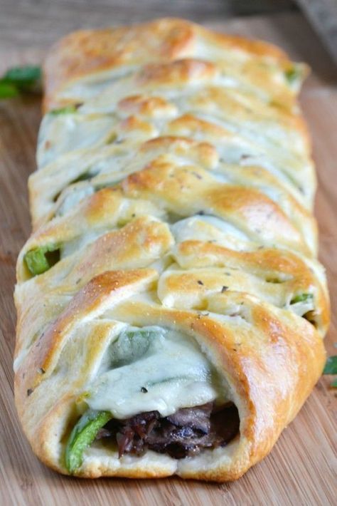 Crescent Braid, Pillsbury Crescent Roll Recipes, Philly Cheesesteaks, Pillsbury Crescent, Crescent Recipes, Crescent Roll Recipes, Roll Recipes, Philly Cheesesteak, Crescent Roll