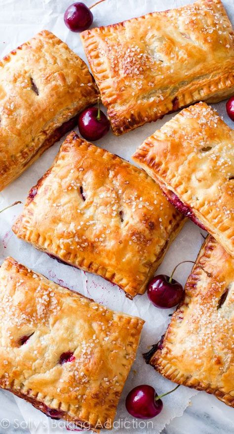 Cherry Pastry, Cherry Hand Pies, Puff Pastry Desserts, Hand Pie, Sally's Baking, Pop Tart, Cherry Desserts, Pastry Pie, Cherry Recipes