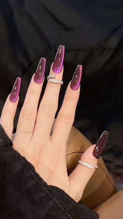 Elegant Birthday Nails Coffin, Black Color Changing Nails, October Nail Ideas Acrylic, Cat Eye Nails Gel, Cat Eye Nail Ideas, Cateyes Nails, Nails Gel Nails, Fantasy Nails, Eye Nails