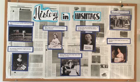 History in #hashtags bulletin board Literature Bulletin Boards, History Bulletin Board Ideas, History Core, High School Social Studies Classroom, History Bulletin Boards, Soft Board Decoration, History Of English Literature, Bullentin Boards, High School Social Studies