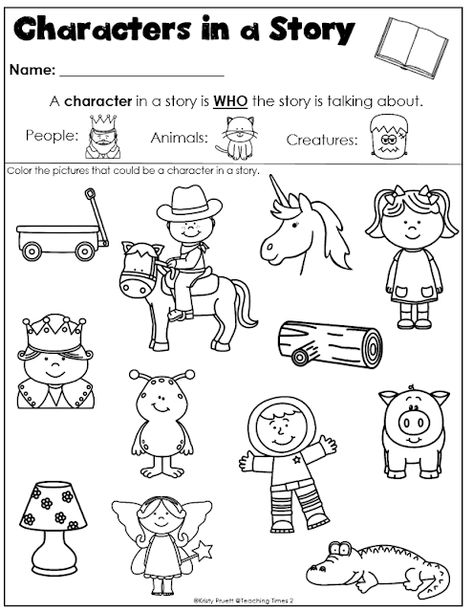 Characters and Setting Story Elements Kindergarten, Character Anchor Chart, Characters In A Story, Teaching Story Elements, Story Elements Worksheet, Character Worksheets, Character Activities, Character Lessons, Kindergarten Pictures