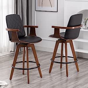 Counter Height Bar Stools Swivel, Leather Counter Height Bar Stools, Swivel Barstools, Foot Ring, Bar Stools With Backs, Bar Height Stools, Counter Height Bar, Mid Century Modern Dining, Leather Bar Stools