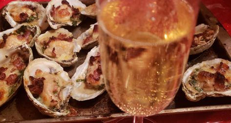 Oysters Rockefeller meets Clams Casino in this recipe Oysters Casino, Clams Casino, Oysters Rockefeller, Seafood, Casino, Virginia, Twist