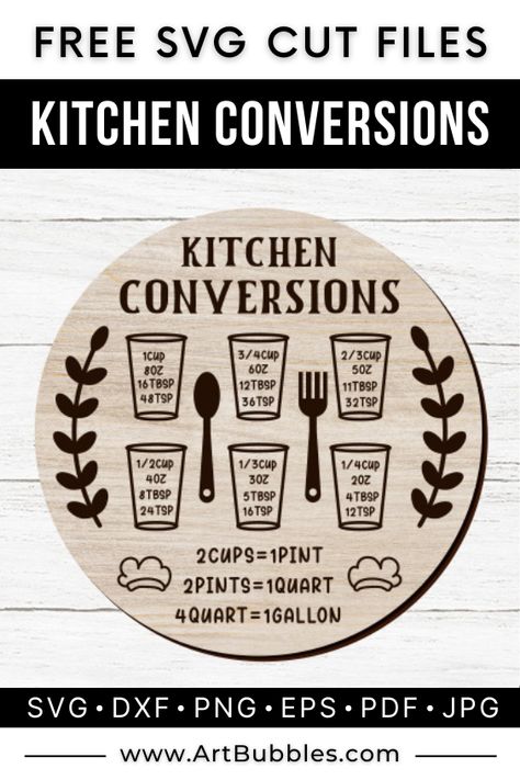 This Kitchen Conversion SVG design is the perfect addition to any kitchen. Save time and eliminate the need for multiple tools. #kitchen Conversions Chart, Kitchen Conversions, Measurement Conversion Chart, Conversion Chart Kitchen, Measurement Conversions, Kitchen Conversion, Laser Projects, Tools Kitchen, Conversion Chart