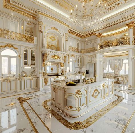 White Mansion Interior, Castle Bathroom, White Luxury Kitchen, بيوت ملكية, Big Modern Houses, White Mansion, Luxury Mansions Interior, Elegant Kitchen Design, Classy Furniture