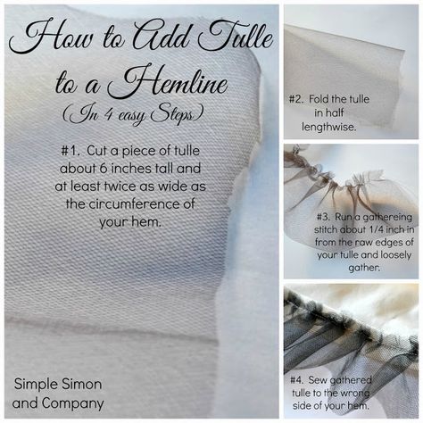 A Baby Doll Dress & How to Add Tulle to the Hem of a Dress or Skirt - Simple Simon and Company Serger Patterns, Bridal Alterations, Crystal Wedding Dress, Clothes Tutorial, Sewing Dress, Sew Simple, Sewing Kids Clothes, Tulle Skirts, Dress Alterations