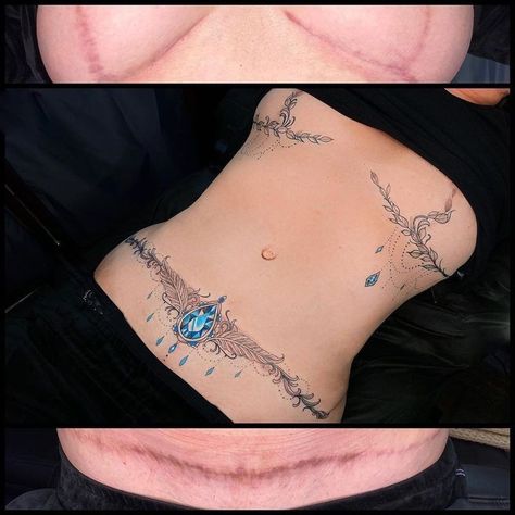 Breast Lift Tattoo Cover Up, Tummy Tattoos For Women Lower Stomach, Scar Tattoo Cover Up, Lower Belly Tattoos For Women, Symmetrical Stomach Tattoo, Lower Stomach Tattoos For Women, Lower Belly Tattoos, Abdomen Tattoo, Italian Glam