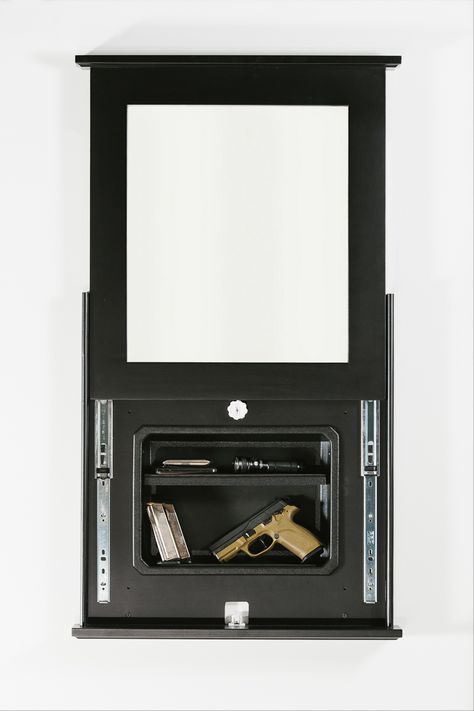 1410: Black Frame w/ Mirror Cover (Open) and Black Insert Rustic Coastal Decor, Concealment Furniture, Tactical Wall, Coastal Landscaping, Masculine Decor, Coastal Bedding, Rustic Coastal, Coastal Contemporary, Coastal Bathrooms