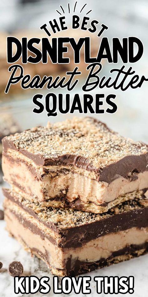 Disneyland Peanut Butter Squares Butter Squares, Peanut Butter Squares, No Bake Recipe, Butter Sandwich, Sandwich Bar, Peanut Butter Chocolate Bars, Peanut Butter Sandwich, Dessert Bar Recipe, Dessert Aux Fruits