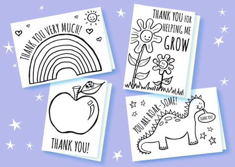 Free Printable Teacher Thank You Cards | 5 Minute Fun In Thank You Card For Teacher Template Ramadan Craft, Cute Printables, Create Birthday Card, Card For Teacher, Printable Note Cards, Summer Preschool Activities, Staff Morale, Teacher Appreciation Printables, Teacher Appreciation Cards