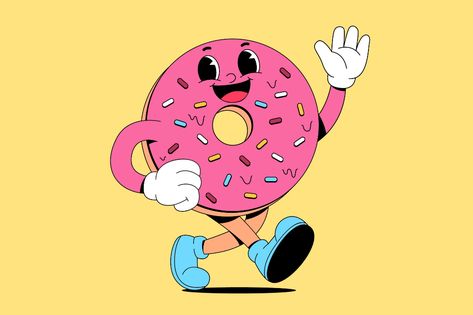 Cartoon walking donut vector, Illustrations ft. donut & cartoon - Envato Donut Animation, Donut Illustration, Donut Cartoon, Watermelon Vector, Donut Vector, Cake Vector, Bear Vector, Salmon Sushi, Kawaii Illustration