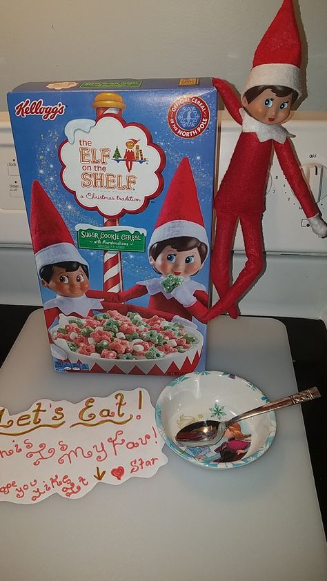 Elf Brings Cereal, Elf Cereal Ideas, Elf On The Shelf Cereal Ideas, Elf Cereal, Cereal Ideas, Elf 2024, Elf Idea, Elf Shelf, Good Breakfast