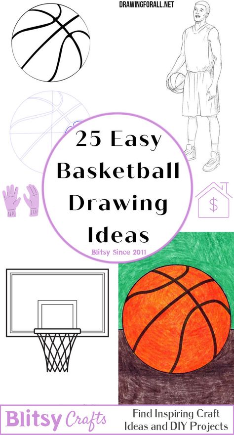 Basketball Drawings Sketches Easy, How To Draw A Basketball, Basketball Drawings Easy, Draw A Basketball, Basketball Sketch, Basketball Doodle, Basketball Painting, Sketch Outline, Basketball Drawings