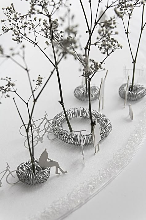 Aoyama Bike Oasis - KATOxVictoria                                                                                                                                                      More Architecture Model Trees, Concept Art Landscape, Landscape Architecture Drawing, Architecture Sketchbook, Architecture Concept Diagram, Landscape Model, Model Tree, Arch Model, Architectural Models