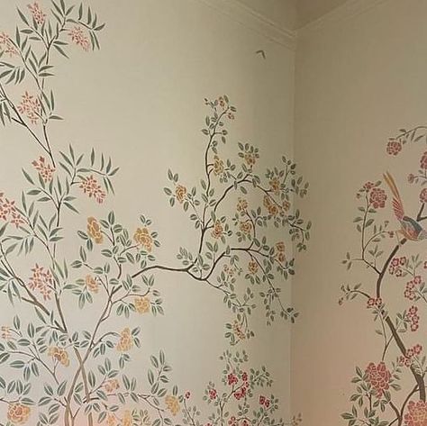 Garden Themed Room, Outline Sketches, Chinoiserie Stencil, Brighton Pavilion, Using Stencils, Chinese Wallpaper, Themed Room, Ahmedabad, Room Themes