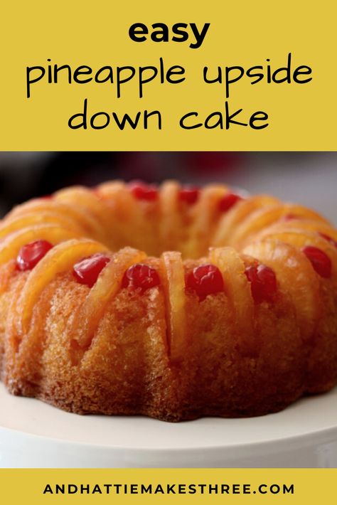 Pineapple Upside Down Bundt Cake Recipe, Easy Pineapple Upside Down Cake, Sliced Pineapple, Pineapple Upside Down Cake Recipe, Easy Bundt Cake Recipes, Upside Down Cake Recipe, Box Cake Recipes, Bundt Recipes, Easy Bundt Cake