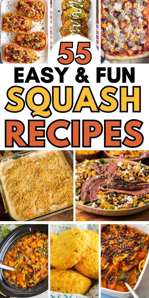 Easy healthy squash recipes with butternut squash, zucchini, acorn and yellow squash for dinner, side dishes, and more, for fall or summer. What To Do With A Butternut Squash, Healthy Dinner Recipes With Squash, Summer Squash Baking Recipes, Dinner Ideas With Squash, Steak And Squash Recipes, Dinners With Squash, Tatume Squash Recipes, What To Make With Squash, Stripetti Squash Recipes