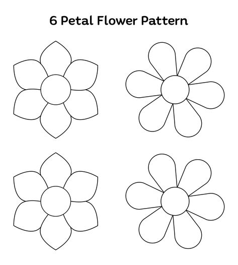 6 Petal Flower Pattern Template Petal Flower Template, 6 Petal Flower, Flower Templates Printable Free, Flower Petal Template, Flower Templates Printable, Rose Coloring Pages, Bahasa Jepun, Flower Pattern Drawing, Printable Flower