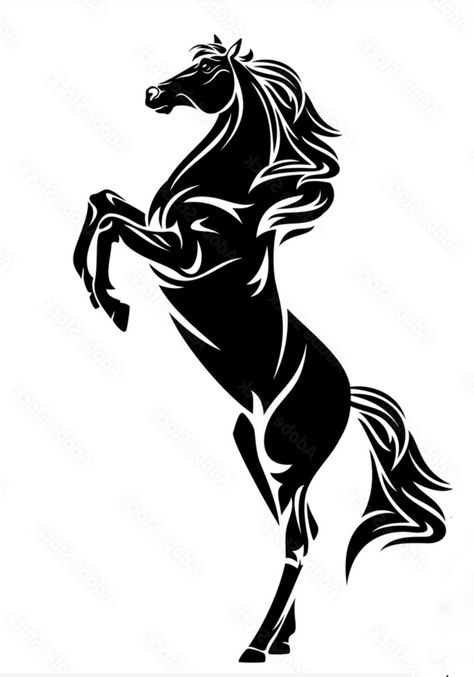 Horse Vector, Standing Horse, Horse Stencil, Horse Tattoo Design, Heraldry Design, Horse Black, Horse Sketch, Horse Sign, Animal Stencil