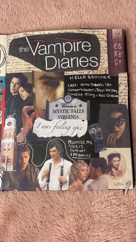 The Vampire Diaries Scrapbook, Vampire Diaries Scrapbook, The Vampire Diaries Journal, Tvd Journal, Vampire Diaries Book, Vampire Diaries Songs, Vampire Diaries Books, Aesthetic Highlight Covers Instagram Pink, Cer Nocturn