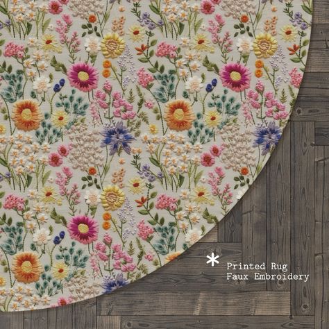 "Use this blossoming flowers round rug to create a cozy spot for your feet, define an empty space or decorate any room! Our chenille round rug is custom printed and hand-finished to order. They are printed with a waterless, eco-friendly printing technique, using water-based, non-toxic inks that are safe for kids and pets. Vibrant colors and detailed printing, this round rug is aesthetically pleasing and made to last - the perfect home gift for yourself or loved ones on birthday, Christmas or hou Room Rugs Ideas Bedrooms, Small Rugs In Bedroom, Earthy Witch, Carpet For Nursery, Area Rug Colorful, Mexican Rug, Loom Designs, Pinterest Contest, Colorful Area Rug