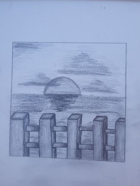 Sunset Sketch Pencil Easy, Sunset Drawing Easy Pencil, Sunset Drawing Pencil Sketch, Sunrise Sketch, Sketch Sunset, Sunset Drawing Easy, Sunset Sketch, Drawing Sunset, Drawing Things