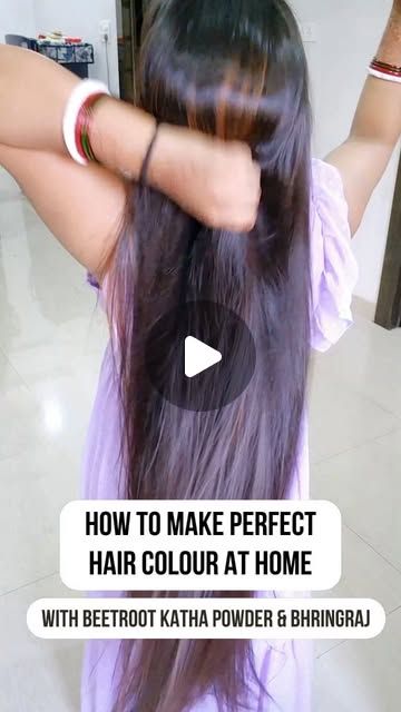 Seema Panchal on Instagram: "आज के बाद डाई लगाना भूल जाओंगे || How to Naturally Color Your Hair At Home || 

3 Ingredient for perfect hair color at home?

Take 1 Iron Bowl
Add Amla Powder in it Because amla makes you hair black
Then Add 3 Teaspoon of Katha powder, 3 tea spoon of Bhringraj powder and 3 teaspoon of beetroot powder. Add 6 Teaspoon of coffee powder in it. Mixed it well. Then Apply this mask on your hair for 1 hour. Then Rinse it with Normal Water and apply Bhringraj hair on Oil in your scalp after the wash.

How to Prepare bhringraj Hair Oil?
Take 1 Cup of Sesame oil. Add 1 teaspoon of Katha powder and bhringraj Powder. 
It has to be heated for 10 minutes using double boiler process.  Filter it and use this oil 3 times a week and also use the hair mask 3 times a week.

#Howtoc Bhringraj Powder, Hair Color At Home, Amla Powder, Iron Bowl, Perfect Hair Color, Beetroot Powder, Double Boiler, Tea Spoon, Color Your Hair