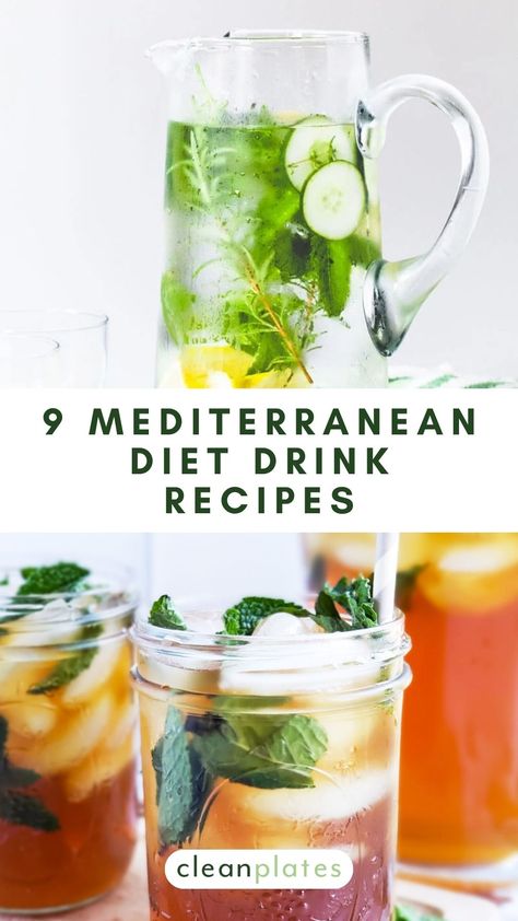 #drinkrecipes #healthydrinks #mediterraneandiet #mediterraneandrinks What To Drink On Mediterranean Diet, Mediterranean Diet Drinks, Mediterranean Drinks Non Alcoholic, Mediterranean Drinks, Hibiscus Tea Benefits, Herb Infused Water, Cooked Cucumber, Mediterranean Diet Food List, Hydrating Drinks