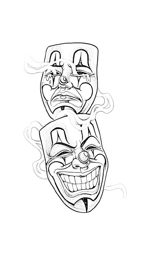 Smile Now Cry Later Svg, Two Faces Tattoo, Character Tattoo Ideas, Theater Mask Tattoo, Smiley Face Tattoo, Full Neck Tattoos, Laugh Now Cry Later, Realistic Temporary Tattoos, Chicano Style Tattoo