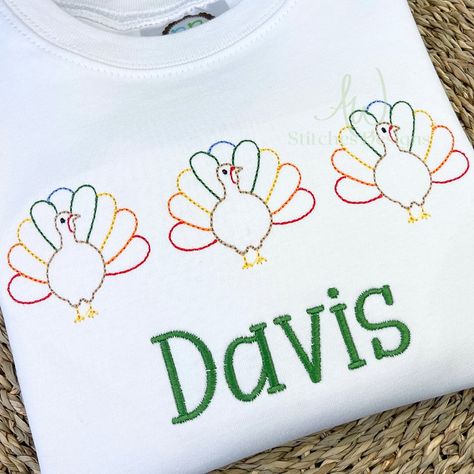 This turkey trio just trotted into the shop! 🦃 It coordinates perfectly with the dainty turkey bow! Just listed and on sale through Tuesday night! Thanksgiving Embroidery Designs, Turkey Embroidery, Turkey Bow, Applique Stitches, Bean Stitch, Turkey Thanksgiving, School Birthday, Quick Stitch, Animal Birthday