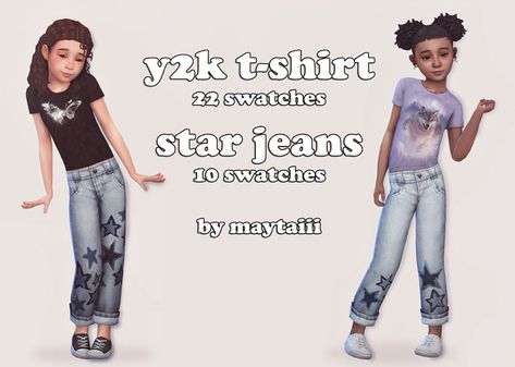 Sims 4 Kids Cc, Jeans For Kids, Sims Baby, Sims 4 Cc Kids Clothing, Pelo Sims, Y2k T Shirt, Sims 4 Children, Sims 4 Mm Cc, Sims 4 Expansions