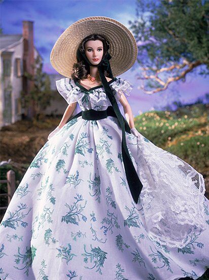 Scarlett O Hara, Betty Draper, Barbie Signature, Scarlett O'hara, Vivien Leigh, Barbie Toys, Barbie Vintage, Floral Gown, Gone With The Wind