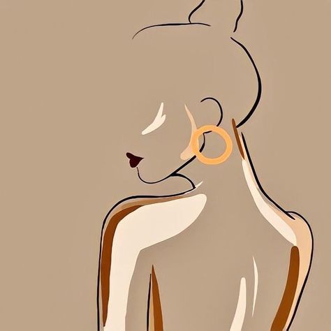 Women Silhouette Art Classy, Minimal Tattoo Designs, Minimal Tattoo Ideas, Face Line Drawing, Modern Art Canvas Painting, Canvas Painting Designs, Line Art Design, Rings Necklace, Abstract Line Art