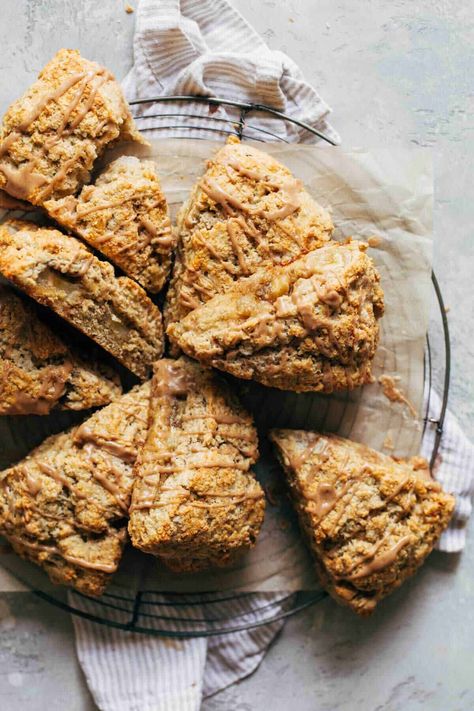 Best Banana Scones - Butternut Bakery Gluten Free Banana Scones, Banana Scones Recipe, Banana Nut Scones, Banana Scones, Butternut Bakery, Gluten Free Banana, Desserts Vegan, Maple Glaze, Banana Slice