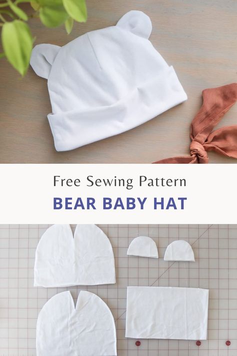 DIY Baby Bear Hat (Free Pattern Inside) - Sage&Lilac Baby Bib Pattern Free Printable, Baby Hat Sewing Pattern Free, Diy Newborn Clothes, Baby Hat Diy, Baby Bonnet Pattern Free, Baby Headband Pattern, Baby Bibs Patterns Free, Baby Hat Sewing Pattern, Free Baby Clothes