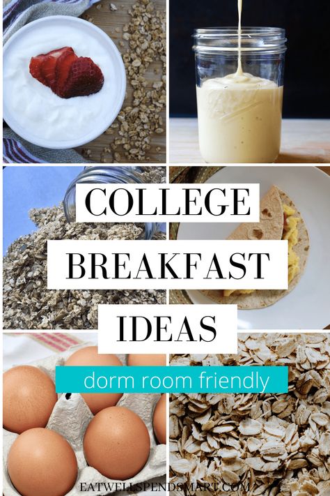 Student Breakfast Ideas, College Breakfast Ideas Dorm Room, Dorm Breakfast Ideas Healthy, Easy Dorm Breakfast, Easy Meals For College Students Healthy, Easy College Breakfast, Quick Breakfast Ideas For College Students, Breakfast Ideas For College Students, Healthy College Breakfast