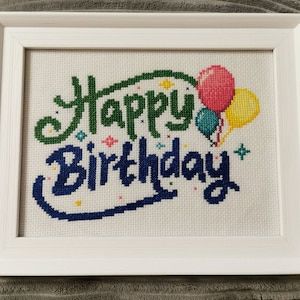 Happy Birthday Cross Stitch, Pikachu Cross Stitch Pattern, Cross Stitch Birthday, Pikachu Cross Stitch, Birthday Cross Stitch, Wreath Cross, Stitch Birthday, Xstitch Patterns, Beautiful Cross Stitch