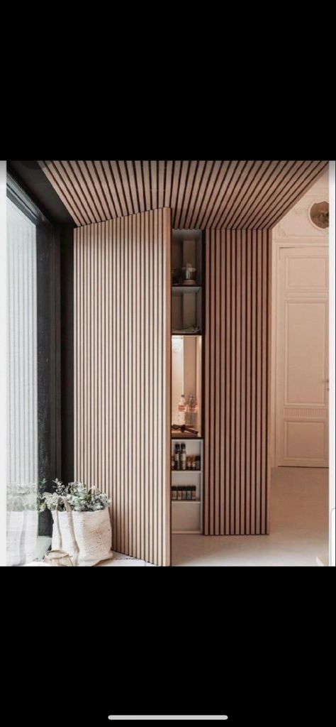 Fluted Panel Tv Wall, Partition Design Modern, Slat Wall Storage, Living Room Decor Tv, Modern Partition, Fluted Panel, Wall Partition Design, Wall Partition, Wall Cupboard