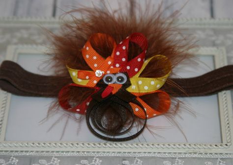 Turkey Ribbon Sculpture Headband Turkey Hair by EdelweissBowtique, $7.95 Thanksgiving Sewing, Turkey Hair Bow, Turkey Headband, Turkey Bow, Thanksgiving Headbands, Thanksgiving Hair Bows, Thanksgiving Bow, Holiday Hair Accessories, Thanksgiving Hair