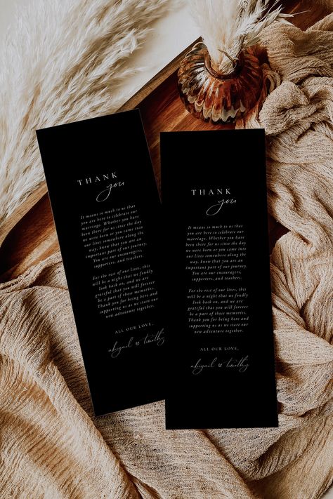 Modern Wedding Table, Thank You Note Template, Black Napkins, Thank You Template, Wedding Table Setting, Elegant Modern Wedding, Template Black, Shipping Envelopes, Wedding Table Settings