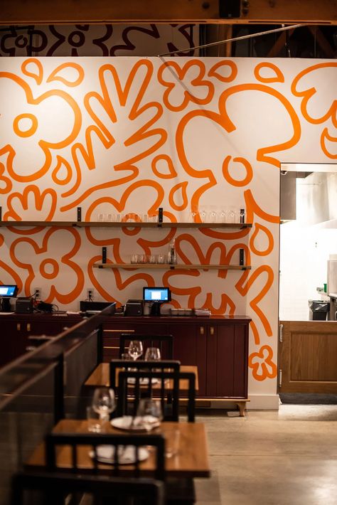 Matt Molina Opens Hippo, a Hidden Dinner Restaurant in Highland Park - Eater LA Wall Mural Indoor, Italian Mural, New Dinner, Dinner Restaurant, Interior Murals, Living Room Murals, Painted Wallpaper, Hand Painted Wallpaper, Bedroom Murals