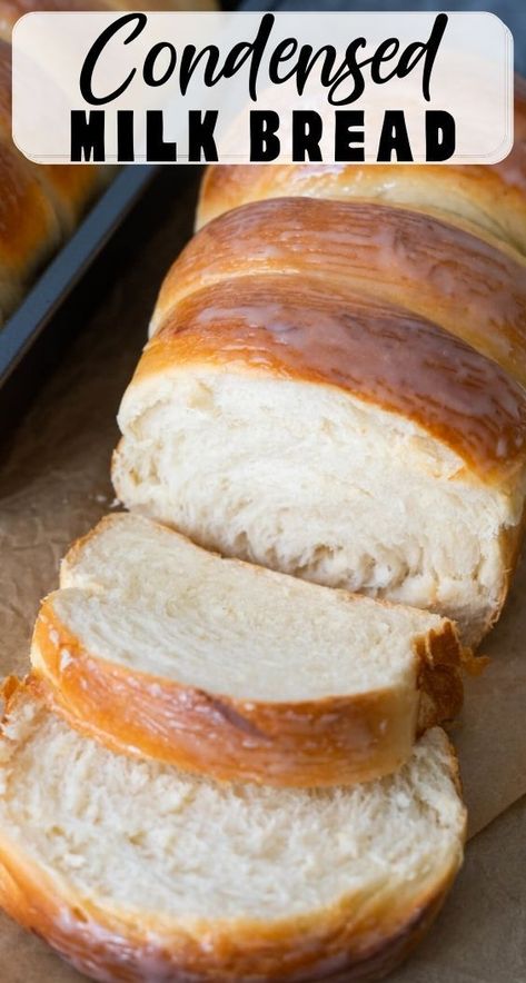 Condensed Milk Bread, Milk Bread Recipe, Homemade Bread Recipes Easy, Condensed Milk Recipes, Milk Bread, Best Bread Recipe, Bread Machine Recipes, Bread Recipes Sweet, Easy Bread Recipes