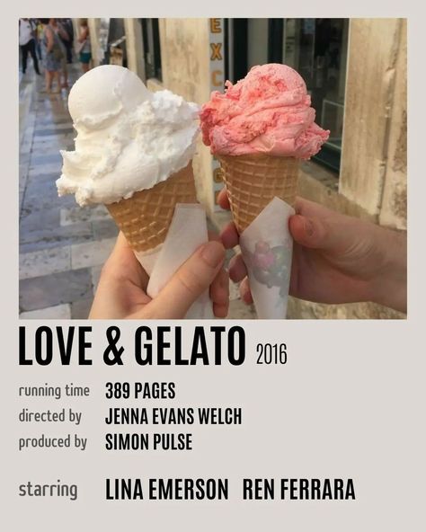 Love& Gelato by Jenna Evans Welch Aesthetic Movie Poster Lorenzo Love And Gelato, Love And Gelato Aesthetic Book, Love And Gelato Movie, Love And Gelato Fanart, Love And Gelato Book, Love And Gelato Aesthetic, Amor Gelato, Amor E Gelato, Gelato Aesthetic